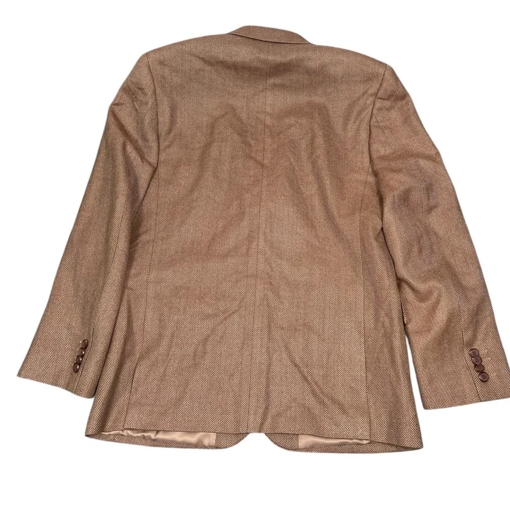 Lauren Ralph Lauren Blazer Men 42R Brown Herringbone Silk Wool Slim Blazer